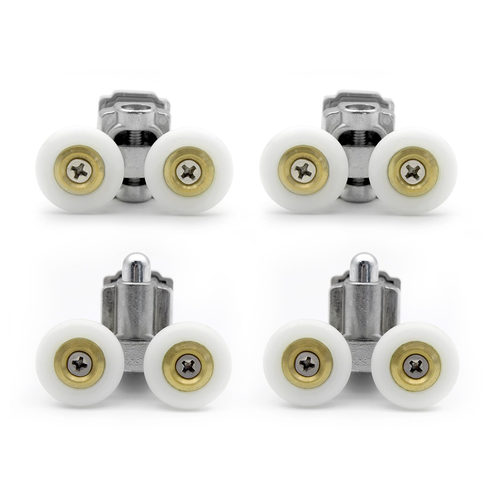 KEABATH 4pcs Solid zinc alloy Shower glass door roller shower twin door wheels runner pulleys 23mm diameter wheels for Shower enclosure shower room shower screen door rollers replacement