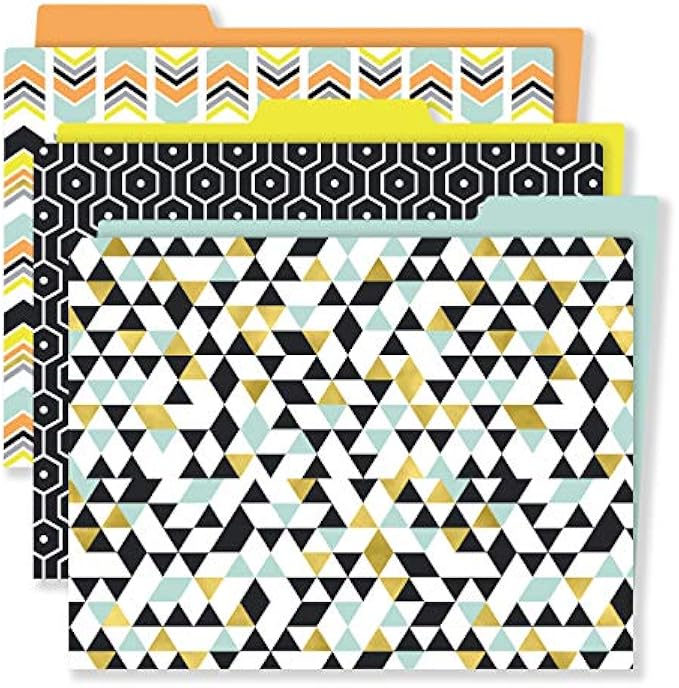 Carson Dellosa Aim High Decorative File Folders—11.75" x 9.5" Multi-Pattern Colored File Folders for Filing Cabinet, Office or Classroom File Organization (6-Pack)