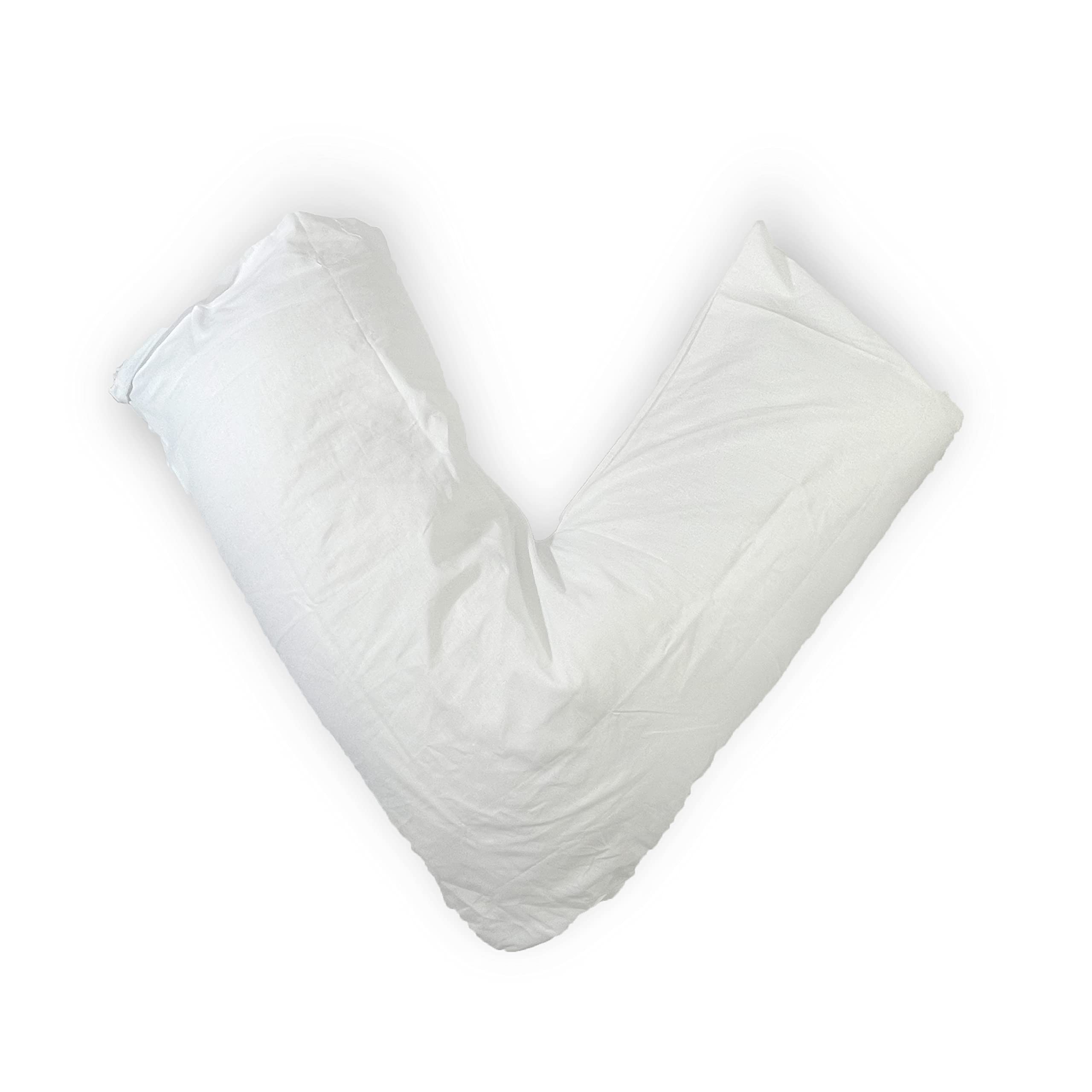 UK V SHAPED PILLOW CASE COVER PREGNANCY MATERNITY ORTHOPAEDIC SUPPORT NURSING (White)