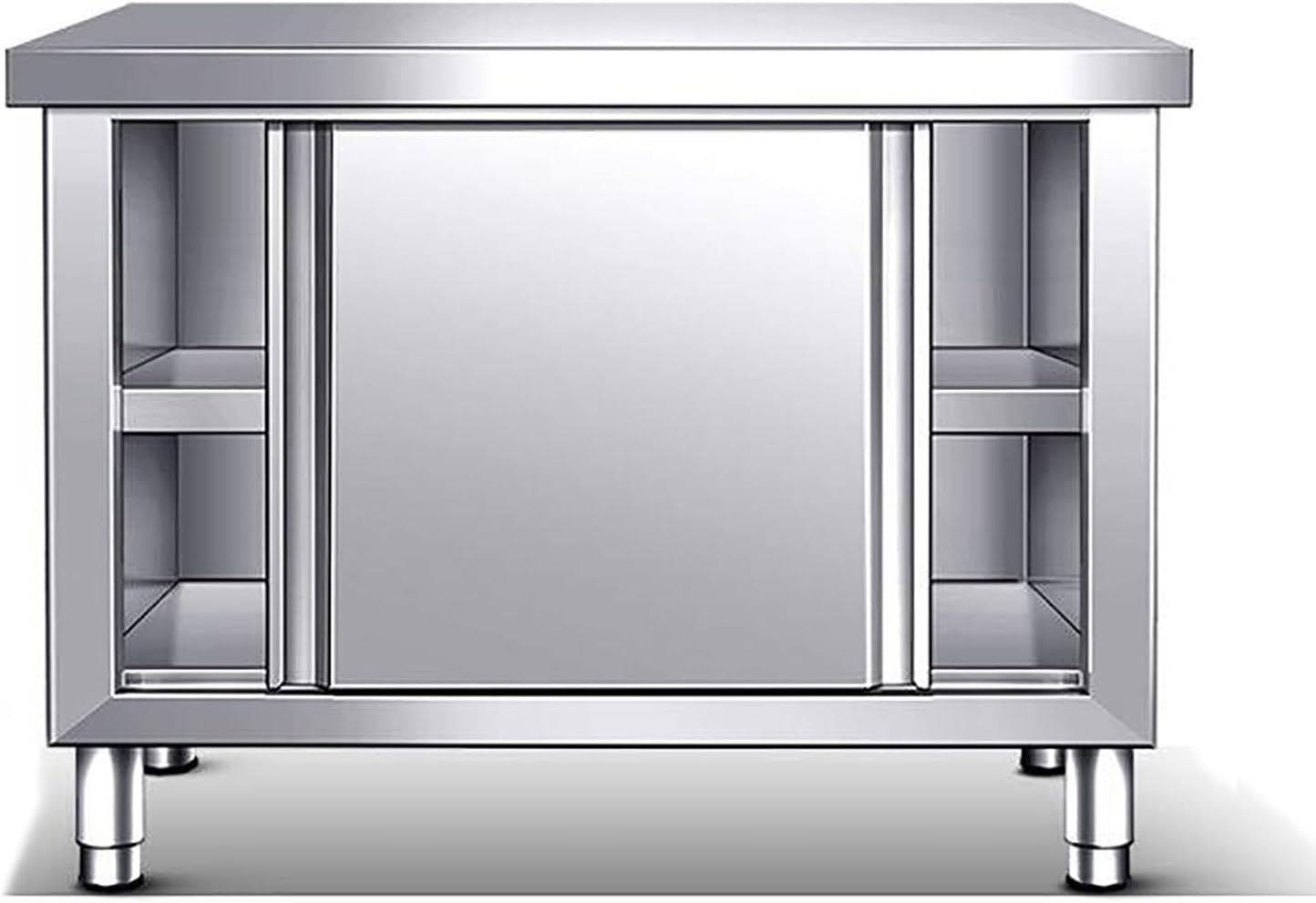 Stainless Steel Commercial Work Table, Utility Workbench, Heavy Duty Kitchen Work Tables with Storage, Stainless Steel Kitchen Cabinets Workstations for Home Restaurant Hotel(100x40x80cm)