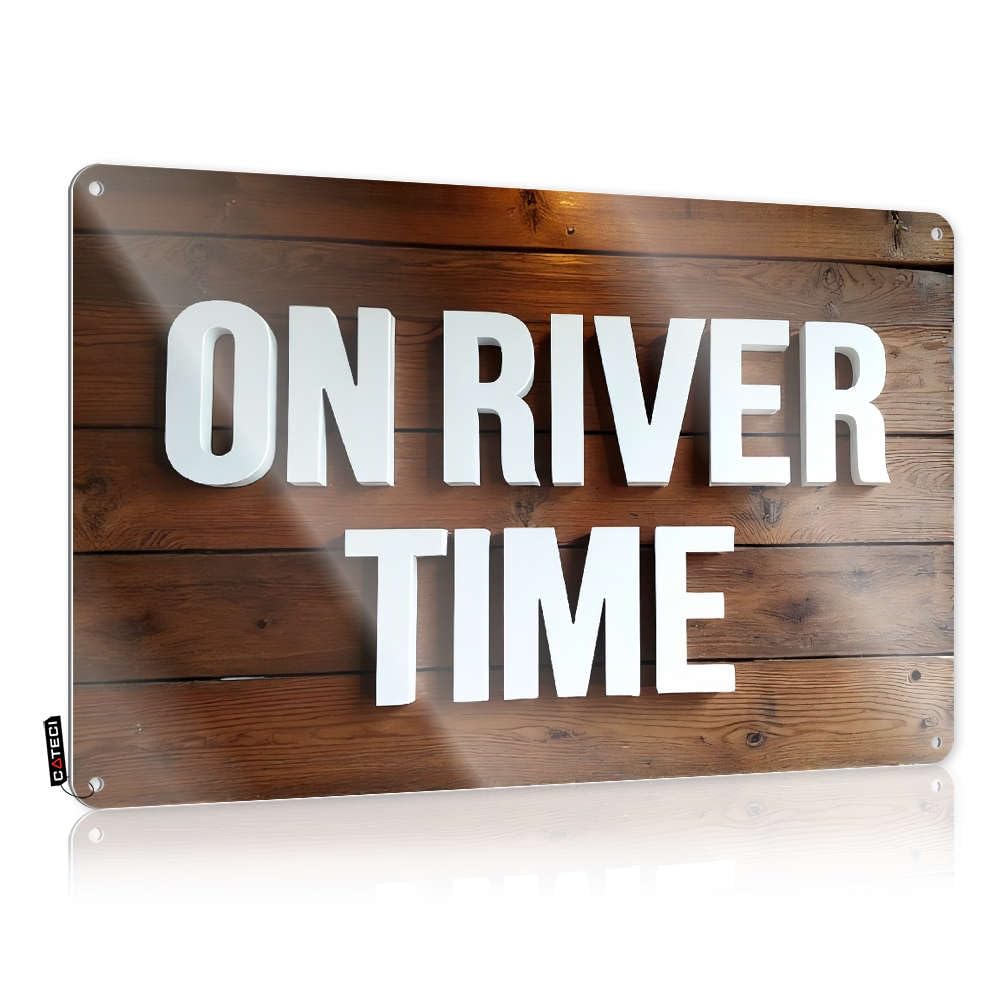 Tapestry Wall Signs Rustic Birthday | On River Time Humor Metal Wall Decor For Cafe Home(20X30CM)