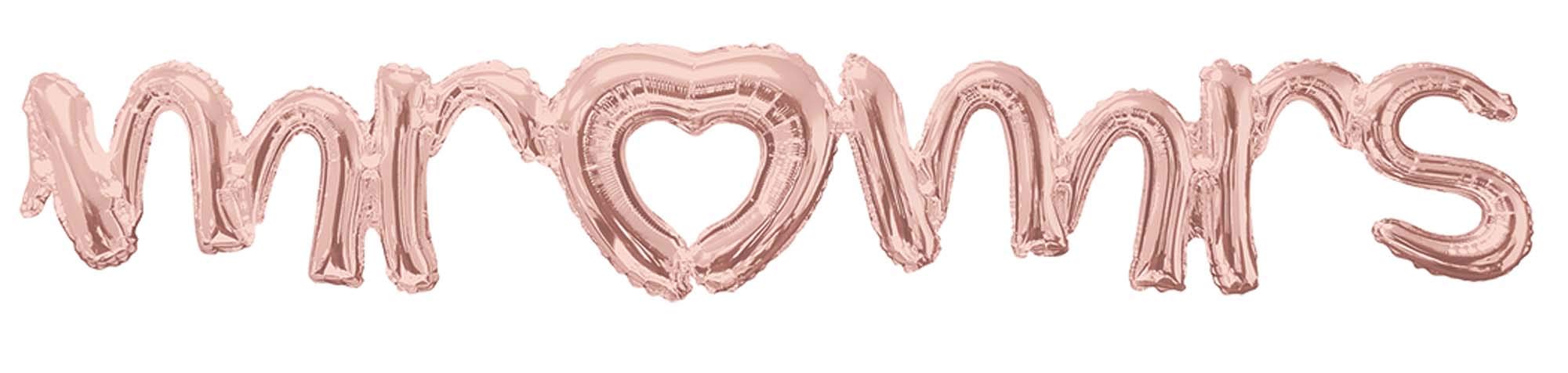 Amscan Anagram 3915911 - Rose Gold Mr & Mrs Air Fill Foil Phrase Balloon - 59", Large