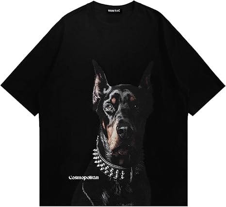 Vamtac Mens Oversized Doberman Graphic Tees Shirt Casual Summer Tops Streetwear Aesthetic T-Shirt Unisex