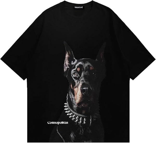 Vamtac Mens Oversized Doberman Graphic Tees Shirt Casual Summer Tops Streetwear Aesthetic T-Shirt Unisex