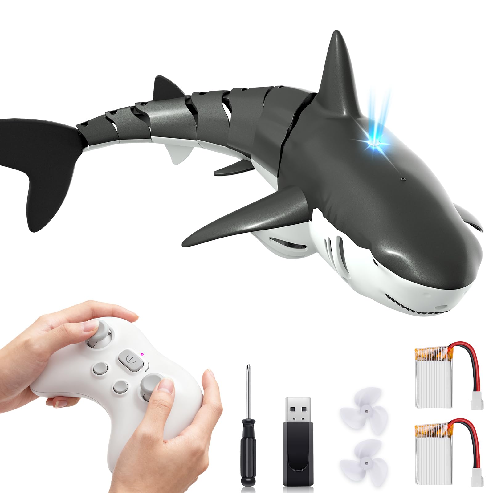 Photo 1 of 2.4Ghz RC Pool Toys Remote Control Shark, Outdoor Water Toys for Boys Kids