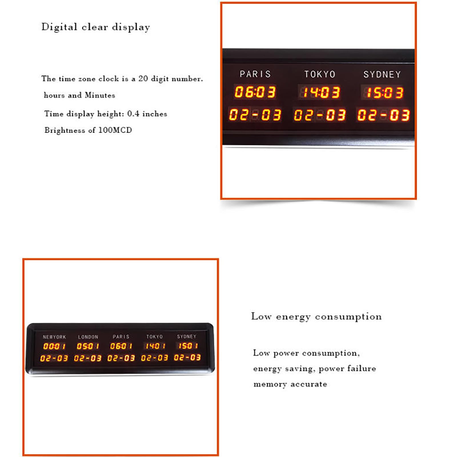 Orologio Con 5fusi Orari Mondiali,orologiodigitale Con Fusiorari Multipli,visualizzazione Automatica Della Data,attenuazione Continua,installazione Multipli, Alloggiamentointeramente In Alluminio