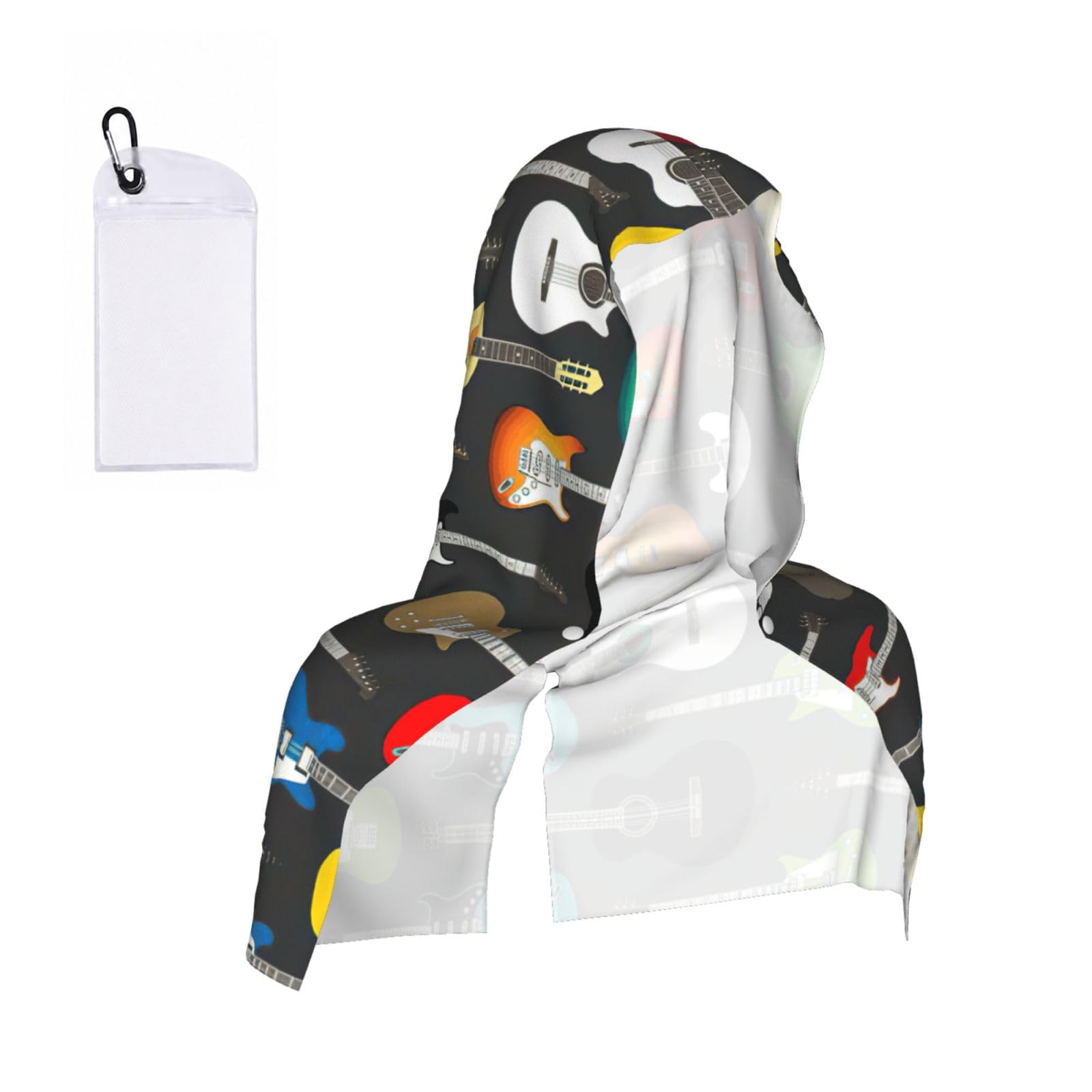 YQxwJL Color Acoustic And Guitars Print Unsex Cooling Hoodie Towel, Cools Instantly When Wet Sun Protection For Sports Fitness Gym
