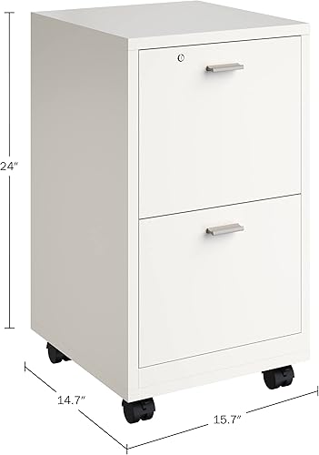 Miniatura 2 de Lavish Home Archivador con cerradura de 2 cajones color blanco