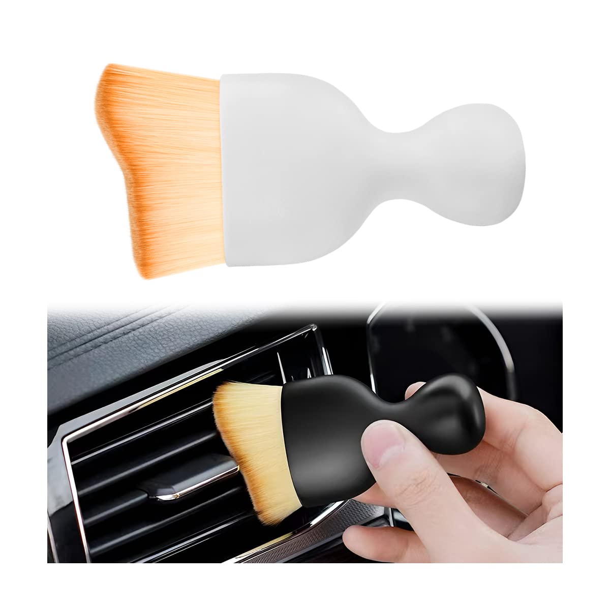 BELOMI Car Detailing Brush, Auto Interior Dusting Brush, Car Soft Bristle Cleaning Tool, Universal Car Interior Crevice Brush for Dashboard, Air Conditioner Vents, Leather, Computer (White)