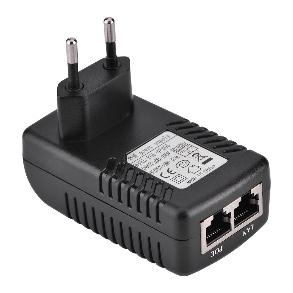 Tosuny Iniettore Poe a Parete, Adattatore di Alimentazione Adattatore Ethernet da 48 V 0,5 A Telefono/Fotocamera IP con Spina a Muro (Unione Europea)