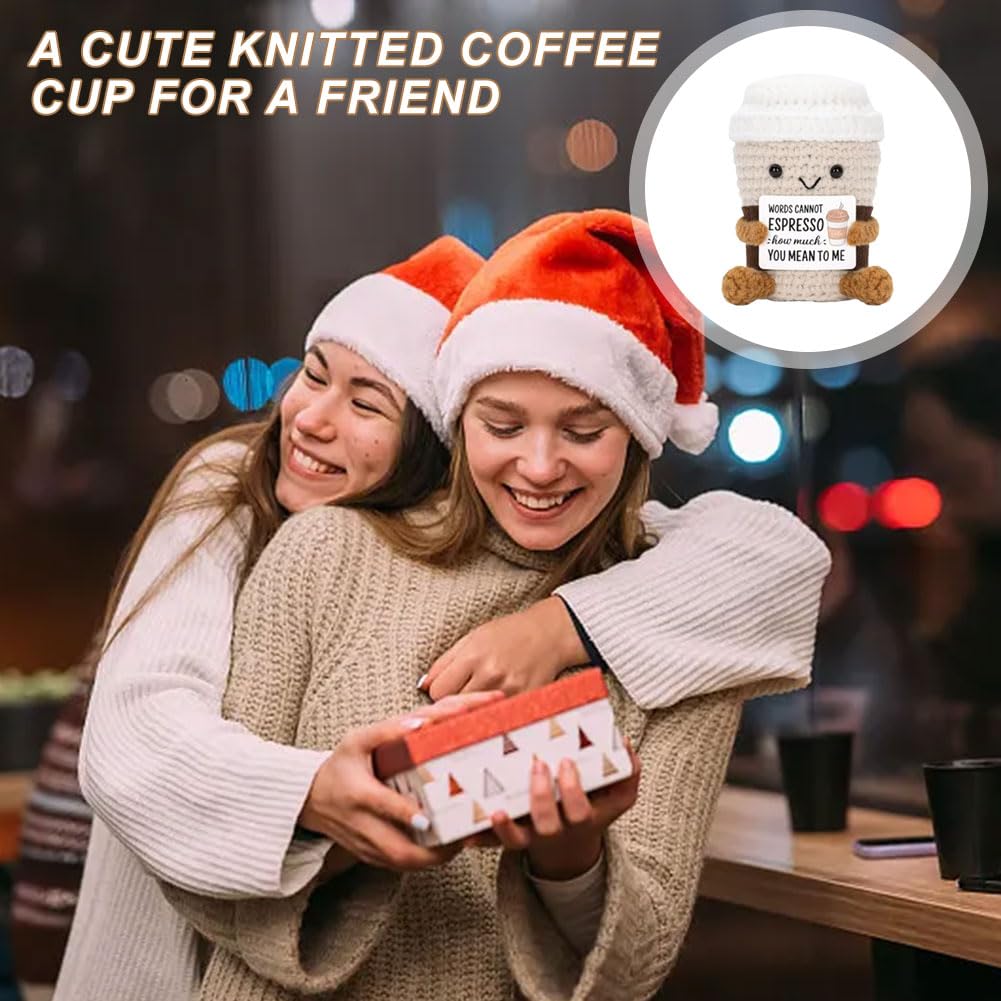 DiiWmme Handmade Emotional Support Crochet Coffee Cup Doll with Uplifting Cards - Image 4