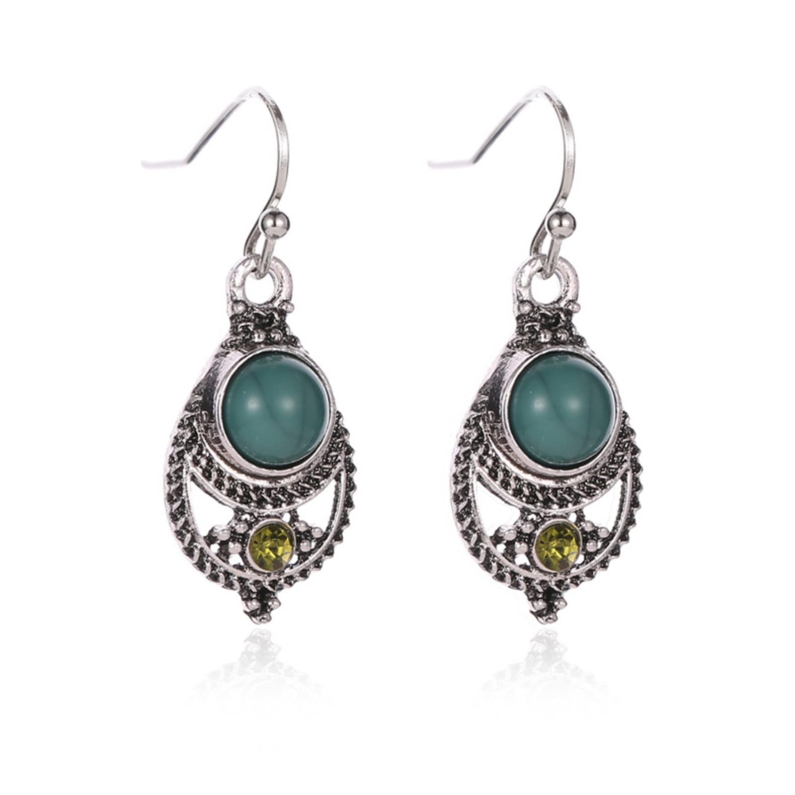 Wendalern Boho Orecchini tribali turchesi Vintage Strass Orecchini pendenti a goccia Hollow Intagliato Fiore Orecchini Argento ipoallergenico orecchini gioielli per donne e ragazze adolescenti