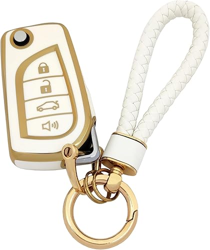 Funda protectora para llavero Toyota de TPU suave compatible con Avalon Camry Corolla Fortuner Highlander Levin Rav4 Sequoia Accesorios con llavero