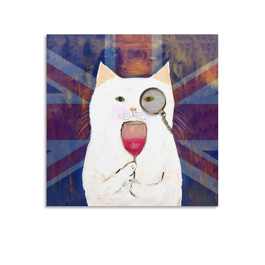絵画 。壁掛け絵原画手描き【かわいい猫たちの楽しいワインパーティー】 絵画 。壁掛け絵原画手描き【かわいい猫たちの楽しいワイン