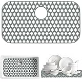 SAMSIER Sink Protectors for Kitchen Sink 13x11&16x12&19x14&21x16&22x13&24x13&26x14&28x14&30x16, Large Silicone Sink Mats Grid for Bottom of Farmhouse Stainless Steel Sink (30”x16”, Rear Drain)