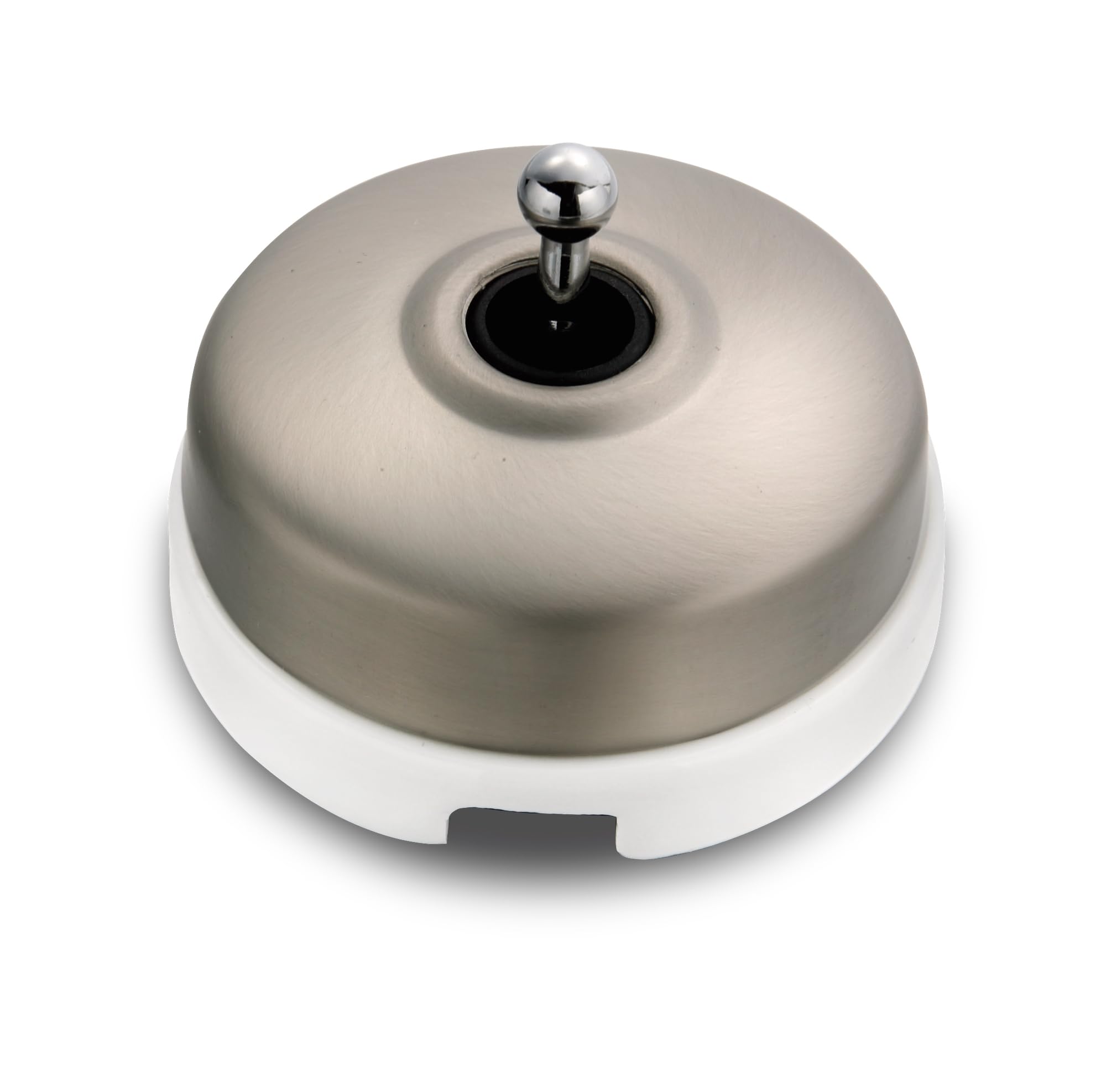 FONTINI - Interrupteur Va & Vient Porcelaine Blanche Coque Nickel Satiné