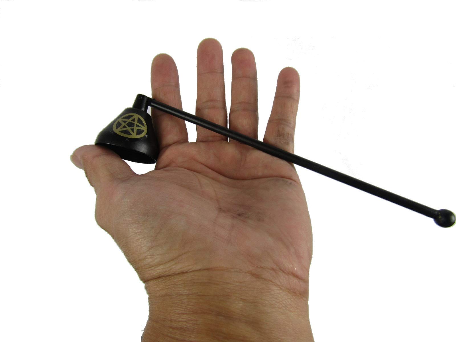 CircuitOffice Long Handled Pentagram Candle Snuffer, 7" Long, With a Free Moving 1" Deep Bell