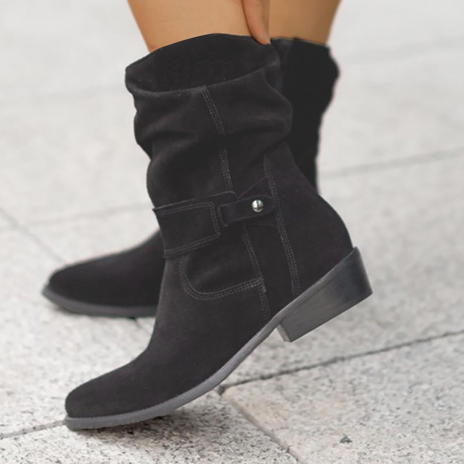 Botas por Encima de la Rodilla Elegantes Botines Media Pantorrilla con Cremallera Lateral de Acabado Suave. Diseño Moderno para Fiestas otoño.