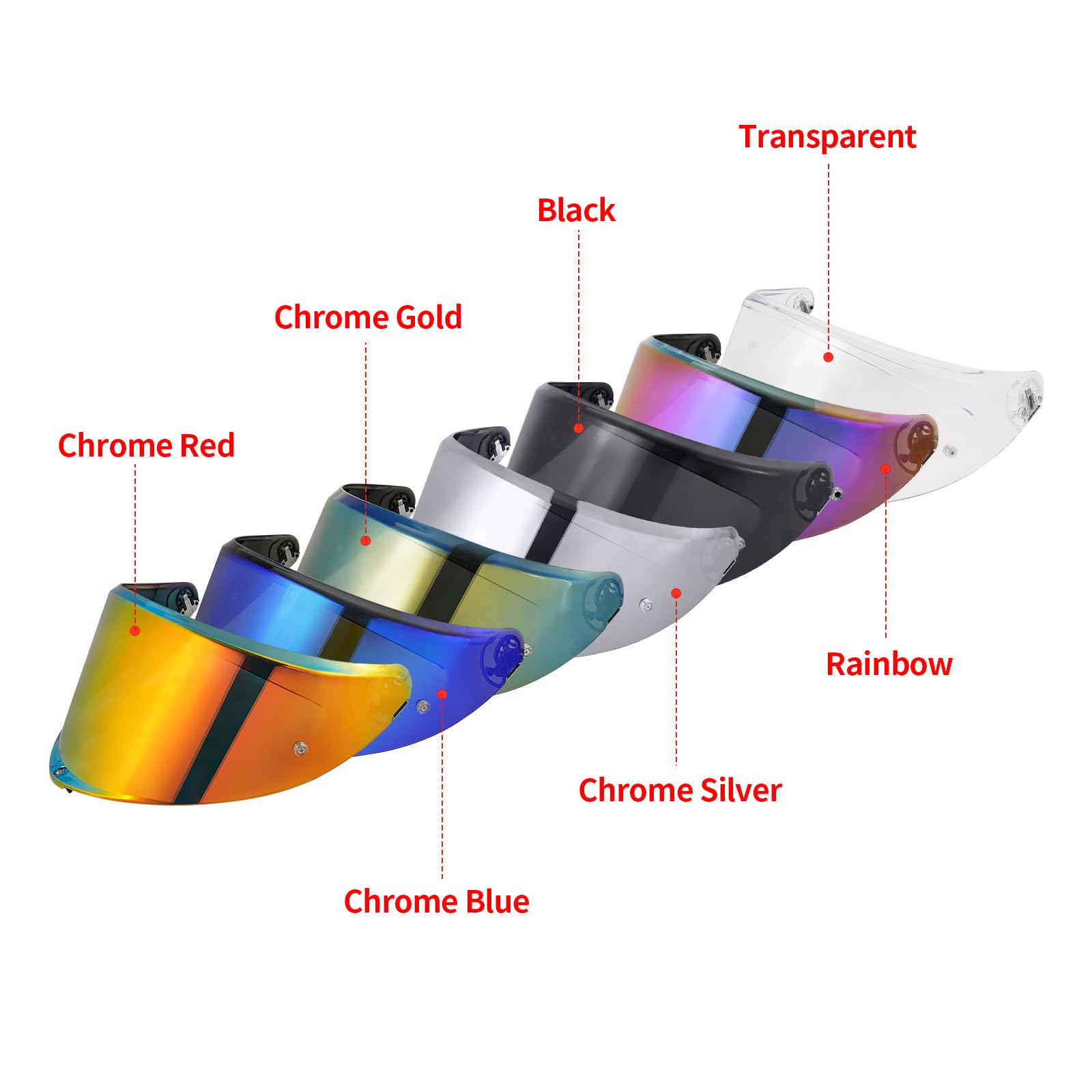 Motorradhelm Visier,Motorrad Windschutzscheibe Helm Visier für K6/K6s,Helm Visier mit Anti-Beschlag-Nagelbefestigung,Helmlinsenvisier Motorradhelm Zube（Chrom Rot）