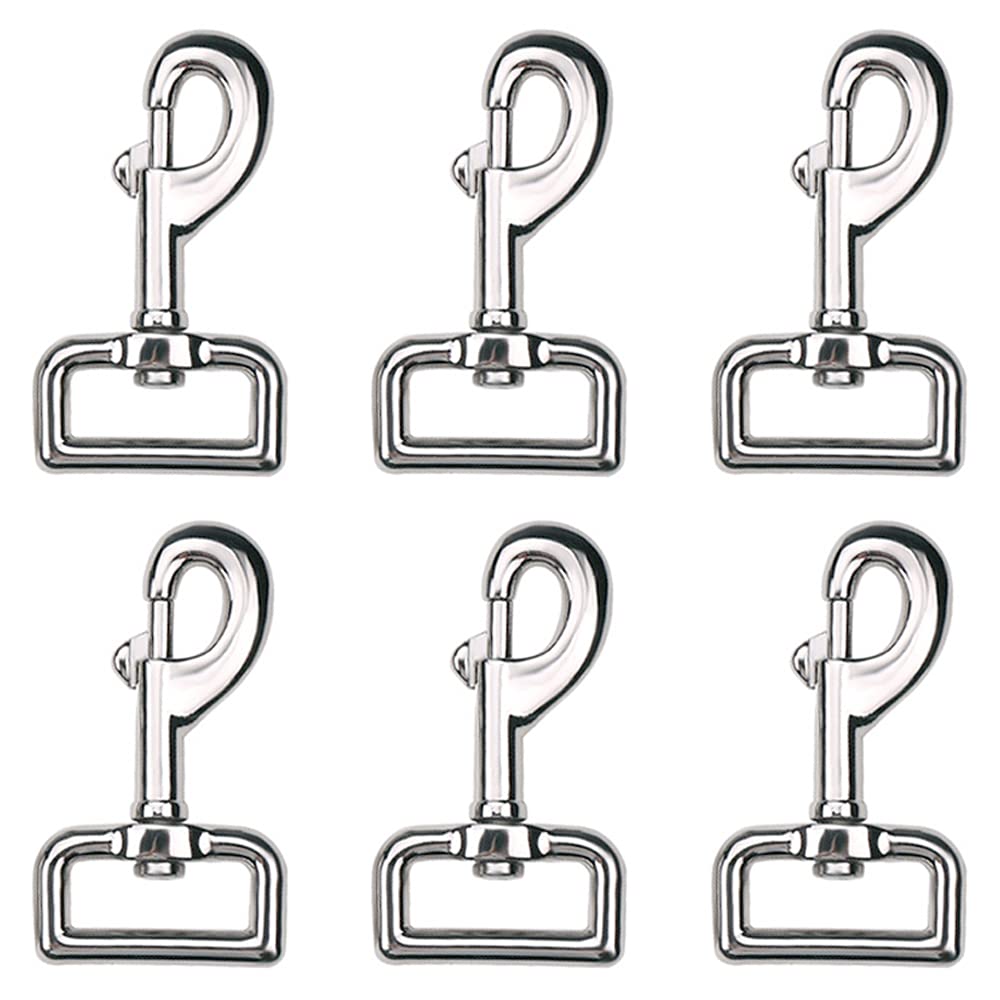 Xihuimay Silver Pack Of 6 Single Ended Clips Bolt Snap Hook 59Mm Spring Hook Nickel Plated Swivel Eye Trigger Chain Clips Multipurpose Hardware Buckle For Horse Tack Dog Leash Garage Use,
