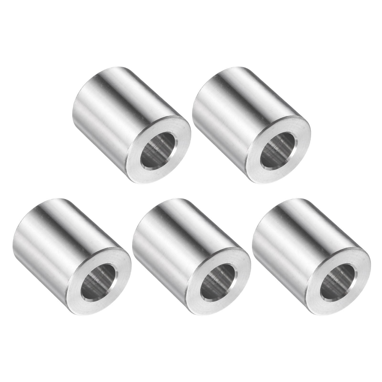 uxcell 5pcs Stainless Steel Spacer 1/2" Bore x 1" OD x 1-3/16" Length Screw Bushing Plain Finish Round Metal Spacer for M12 Screws Bolts and Rods