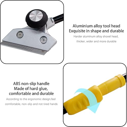 Miniatura 5 de Rascador de suelo de mango largo resistente con cabezal giratorio, rascador de hoja de carburo, herramienta raspadora de pintura elástica para madera