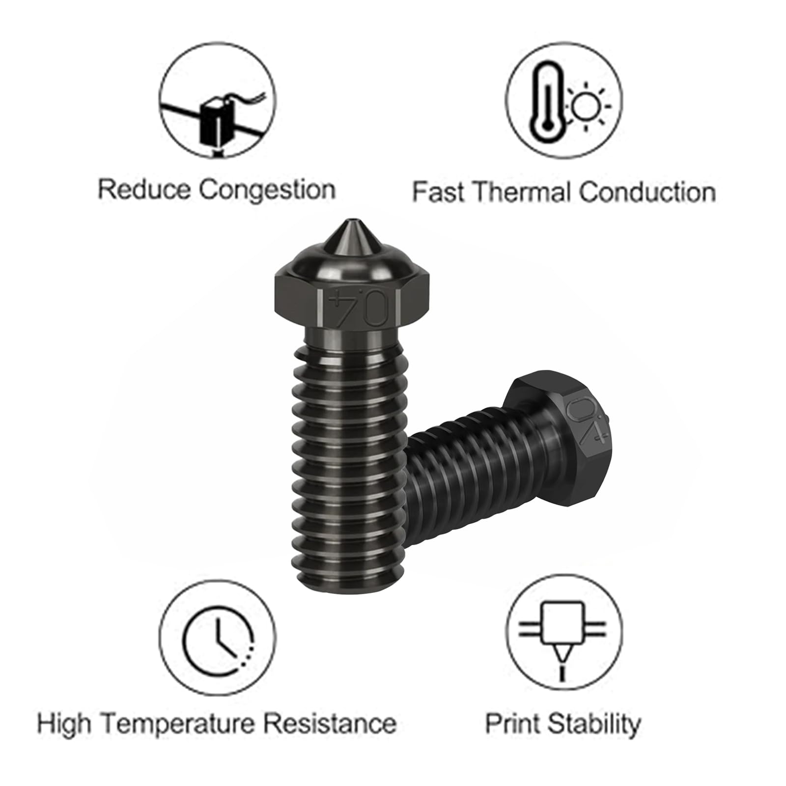 6 sztuk dysz ze stali hartowanej do QIDI Q1 Pro/X-Plus 3/X-SMART3/X-MAX3, dysza ze stali hartowanej, 4 szt. 0,4 mm, 2 szt. 0,6 mm dysze do drukarki 3D QIDI