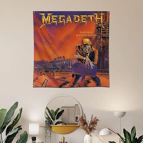 Miniatura 3 de Eksent Tapiz de pared con texto en inglés «Peace Sells But Who is Buying», 4 x 4 pies, bandera de fibra de poliéster, cubierta de álbum, impresión