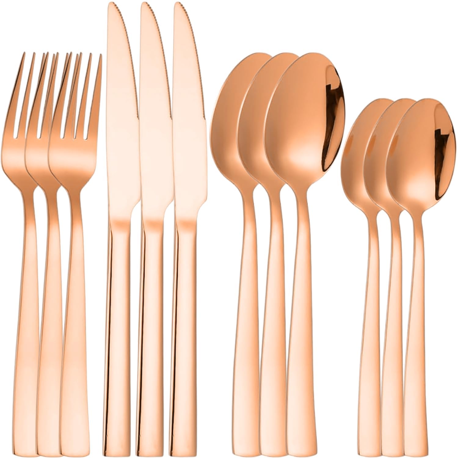 Naidev Silverware Set for 3, 12-Piece 18/10 Stainless Steel Flatware Set,Forged Cutlery Set Matte Finish for Home,Restaurant and Parties, Dishwasher Safe.