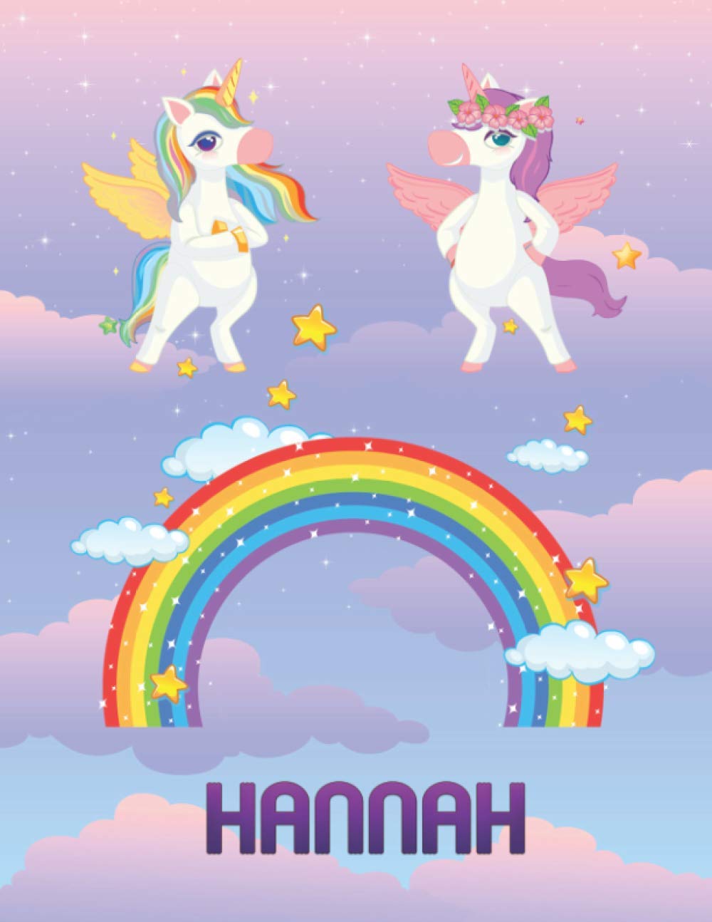 Hannah Unicorn Sketchbook: Magical Unicorn and Cute SketchBook Kids With Personalized Name - 8,5"x11" - 100 Blank Pages - Sketchbook for Painting - ... and Doodling - Kids Sketch Book for Girls