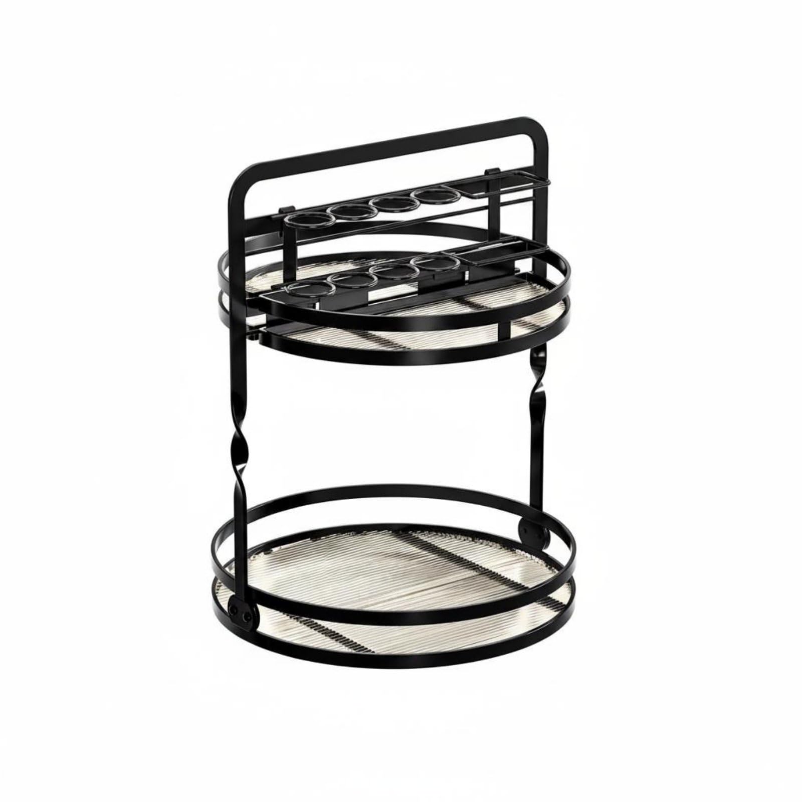 Vanity Organizer Organizzatore Trucco Portatrucchi Portapennelli Portaprofumi Rotante con Base Tonda in Metallo Due Livelli Ordine Rapido con, Nero, Style to 4
