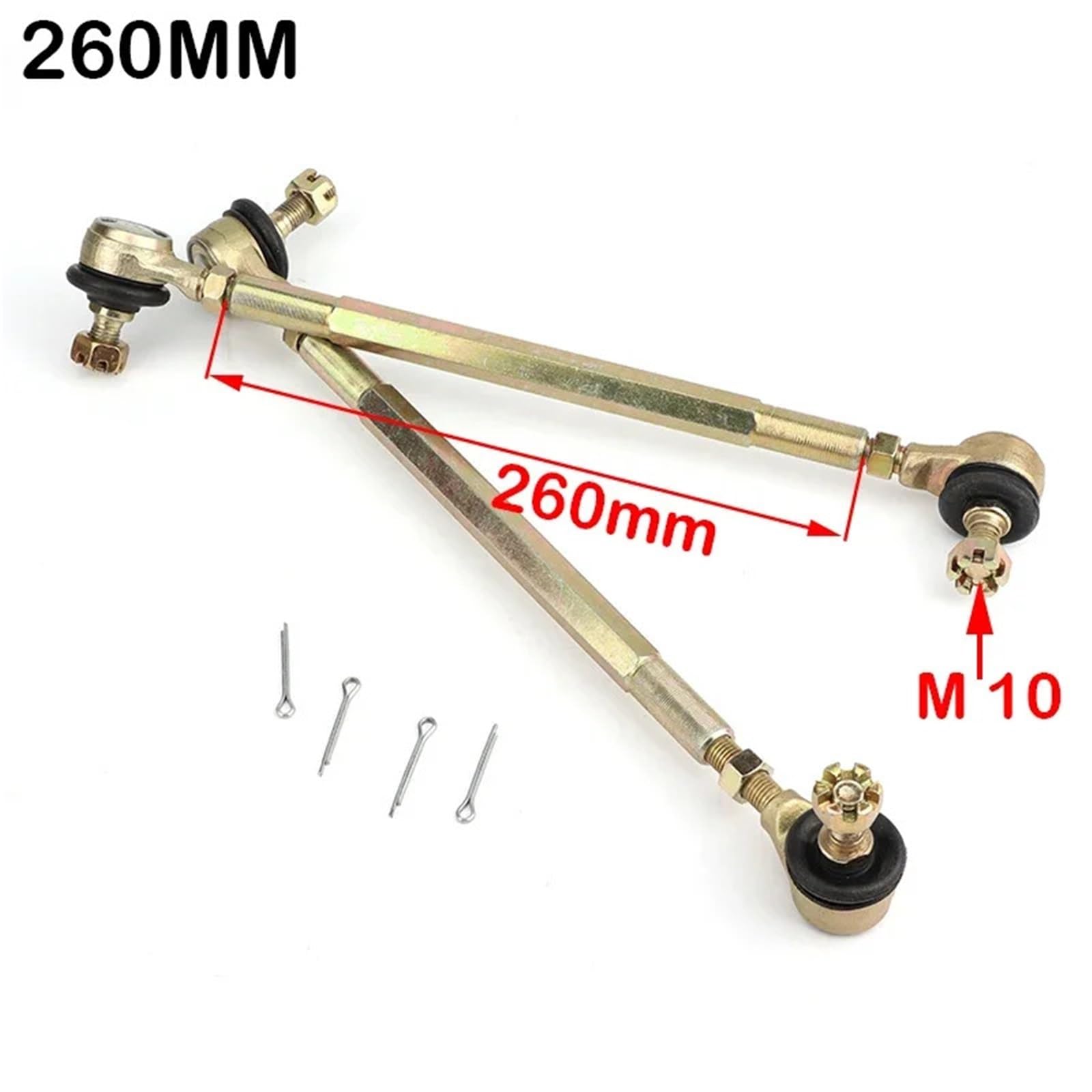 1 para 200MM-270MM M10 Przegub kulowy drążka kierowniczego do modyfikacji 4-kołowego gokarta 50cc-250cc wymiana(260MM)
