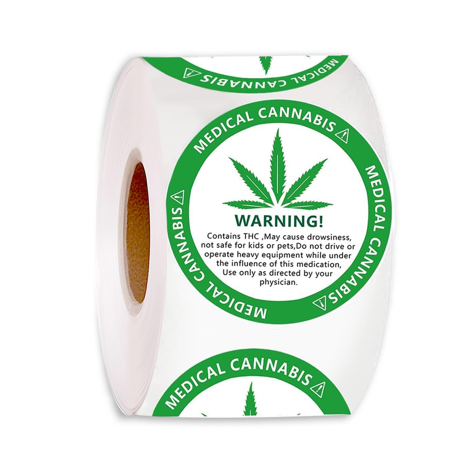 THC Warning Stickers โ 1.5" Round Adhesive Cannabis Labels for Bags, Jars, Vials & Containers โ Medical Marijuana Compliance & Safety Stickers โ Easy Peel Roll, 500-Pack (1Pcs)