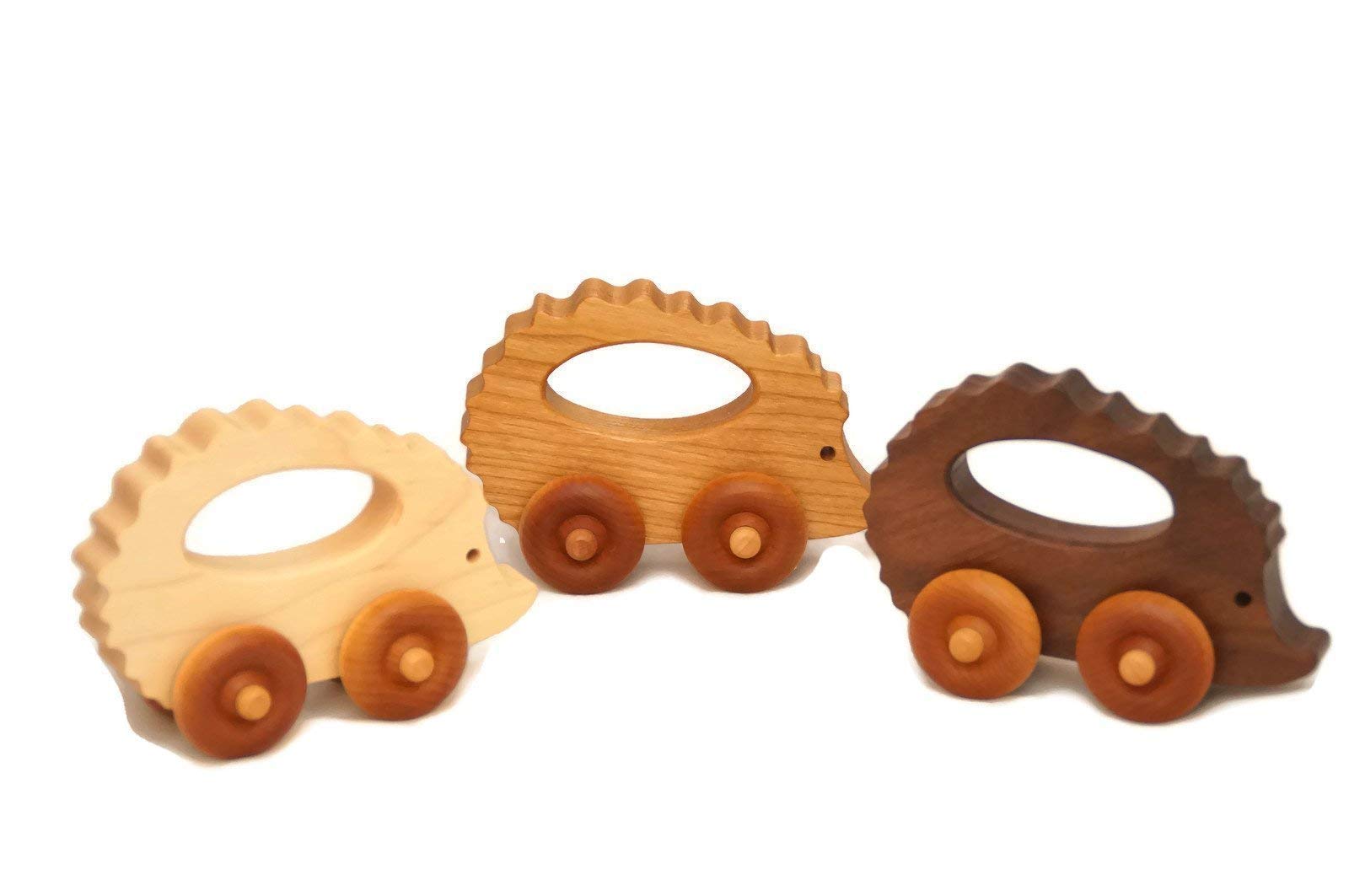 Wooden Hedgehog Push Toy Car by Little Wooden Wonders