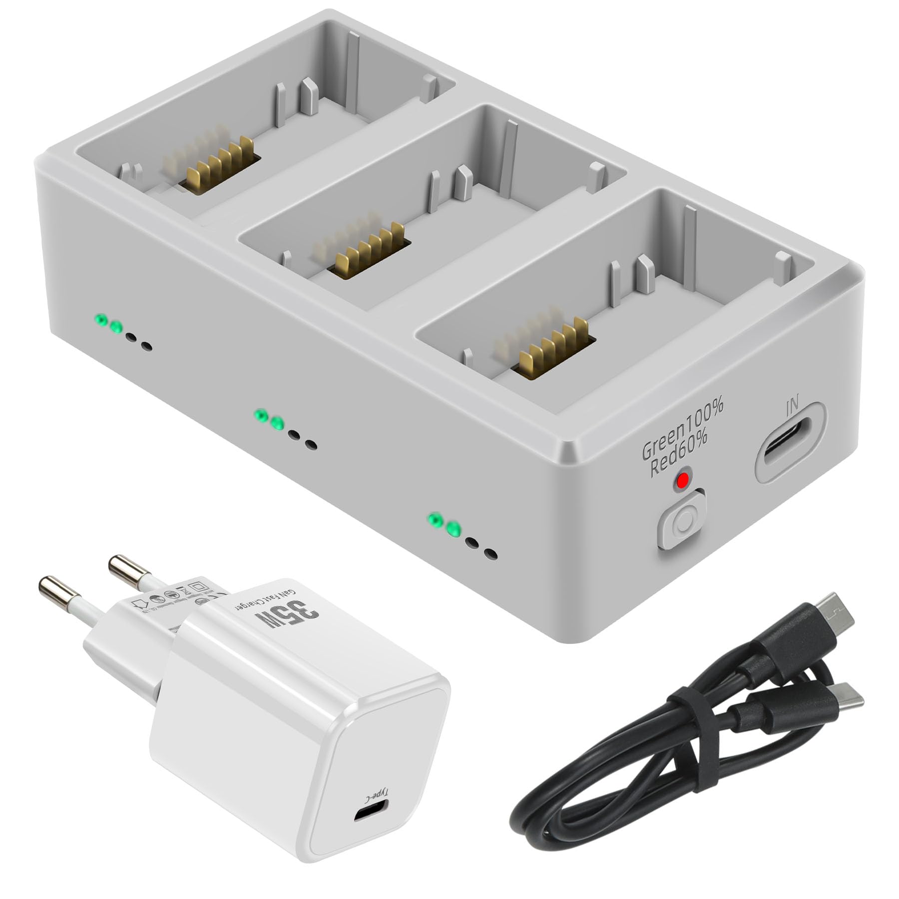 Chargeur de Batterie avec Chargeur USB-C 35W pour DJI Mini 3,Mini 3 Pro Drone, Station de charge,Charger Hub Accessoires