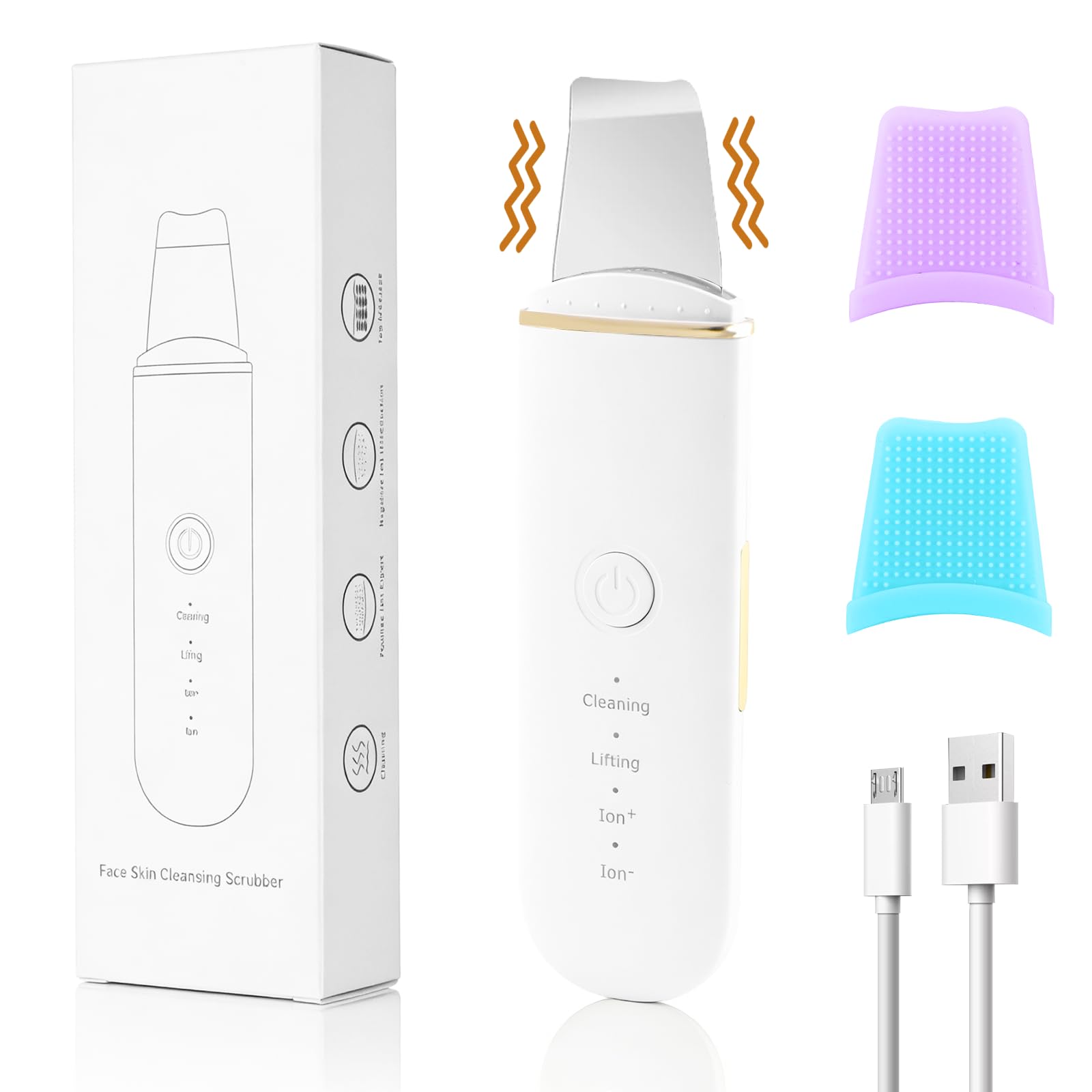 Pulizia Viso Ultrasuoni, Skin Scrubber con 4 Modalità Regolabili, Schermo LED USB Ricaricabile Pulizia Profonda Rimozione Comedoni Esfoliazione Delicata