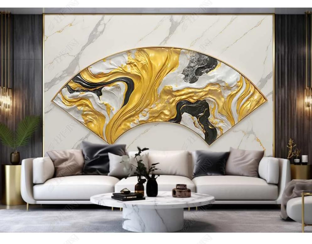 Papier Peint Panoramique Éventail Doré 150x105cm Moderne