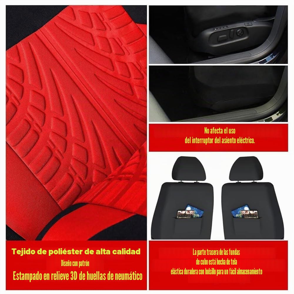 Coche Fundas Asientos para Citroen C3 2020-2025 2026, Coche Cubreasientos Cómodo Transpirable Delanteros Traseros Seat Cover Protectores Accesorios,C/Red
