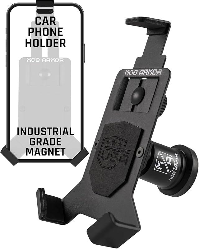 Mob Armor Soporte magnético para teléfono de auto resistente | Soporte universal para iPhone y Android, imán ultrafuerte para vehículos comerciales y todoterreno, accesorio esencial para el automóvil