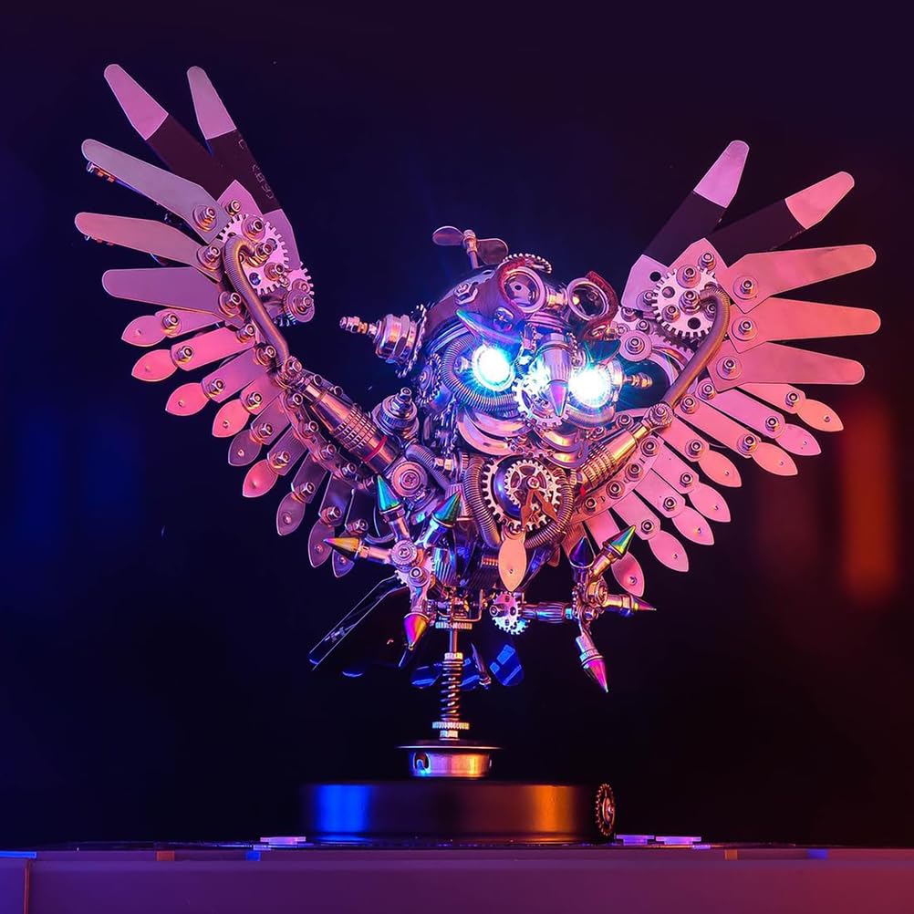 Genérico Kits de Rompecabezas de Metal 3D, Modelo de Búho Nocturno DIY de más de 700 Piezas, Regalos de Decoración de Navidad y Halloween para Adolescentes y Adultos