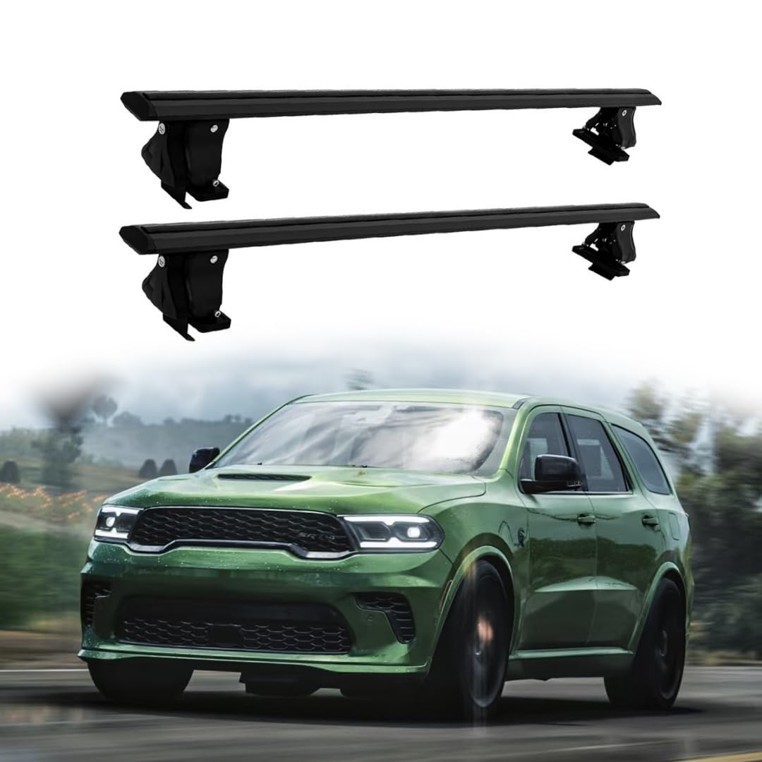 2Pcs Aluminum Alloy Lockable Crossbar fits for Dodge Durango 2011-2025 Cross Bars Holder Car Roof Rail Rack Rooftop Luggage Cargo Carrier (Black)
