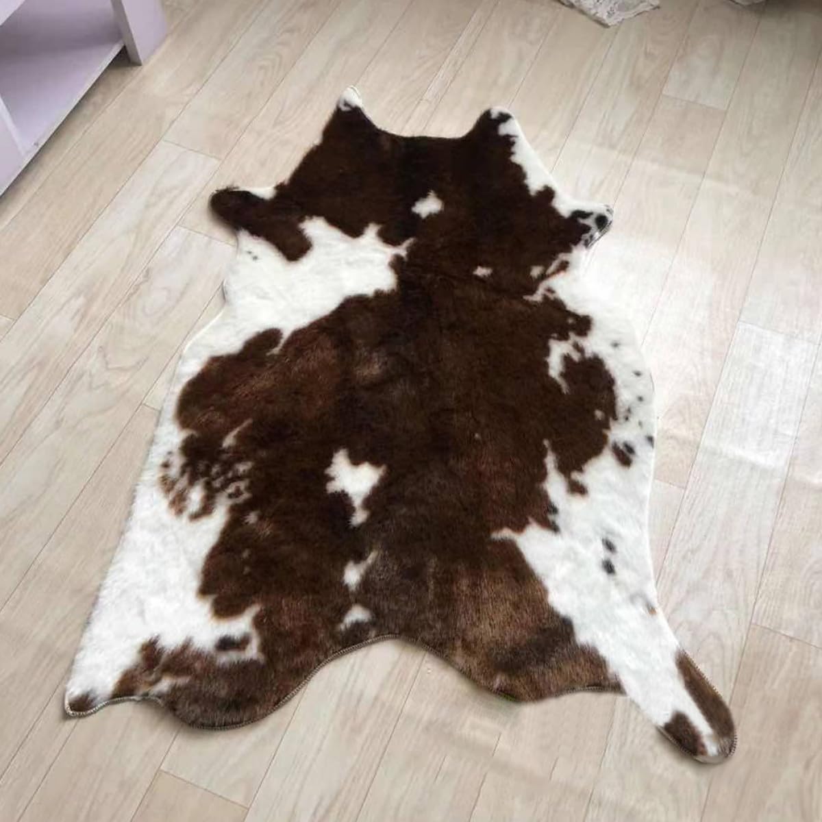FOMIYES Tappeto Lavabile e Riutilizzabile in Pelle Sintetica in Stampa Mucca Marrone Morbido e Confortevole per Soggiorno o Camera da Letto la Casa