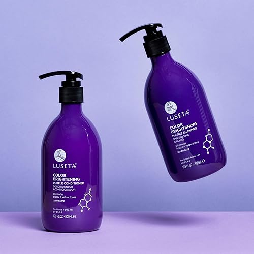 Miniatura 5 de Luseta - Juego de champú y acondicionador morado para cabello tratado con color, tono latón, para cabello rubio o gris, sin sulfatos, champú morado