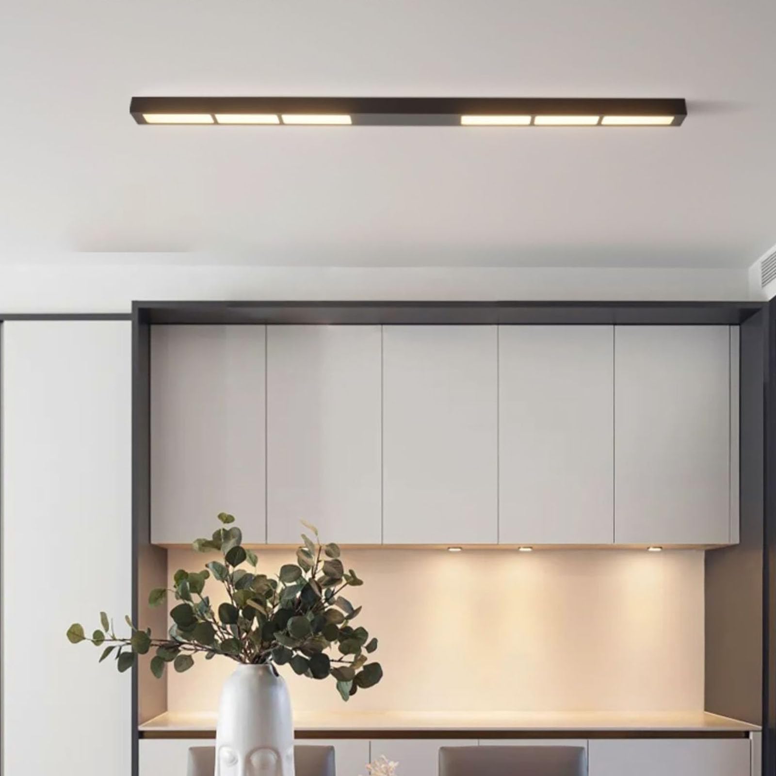 Plafonnier LED alu au design épuré 100cm pour un éclairage de bureau haut de gamme