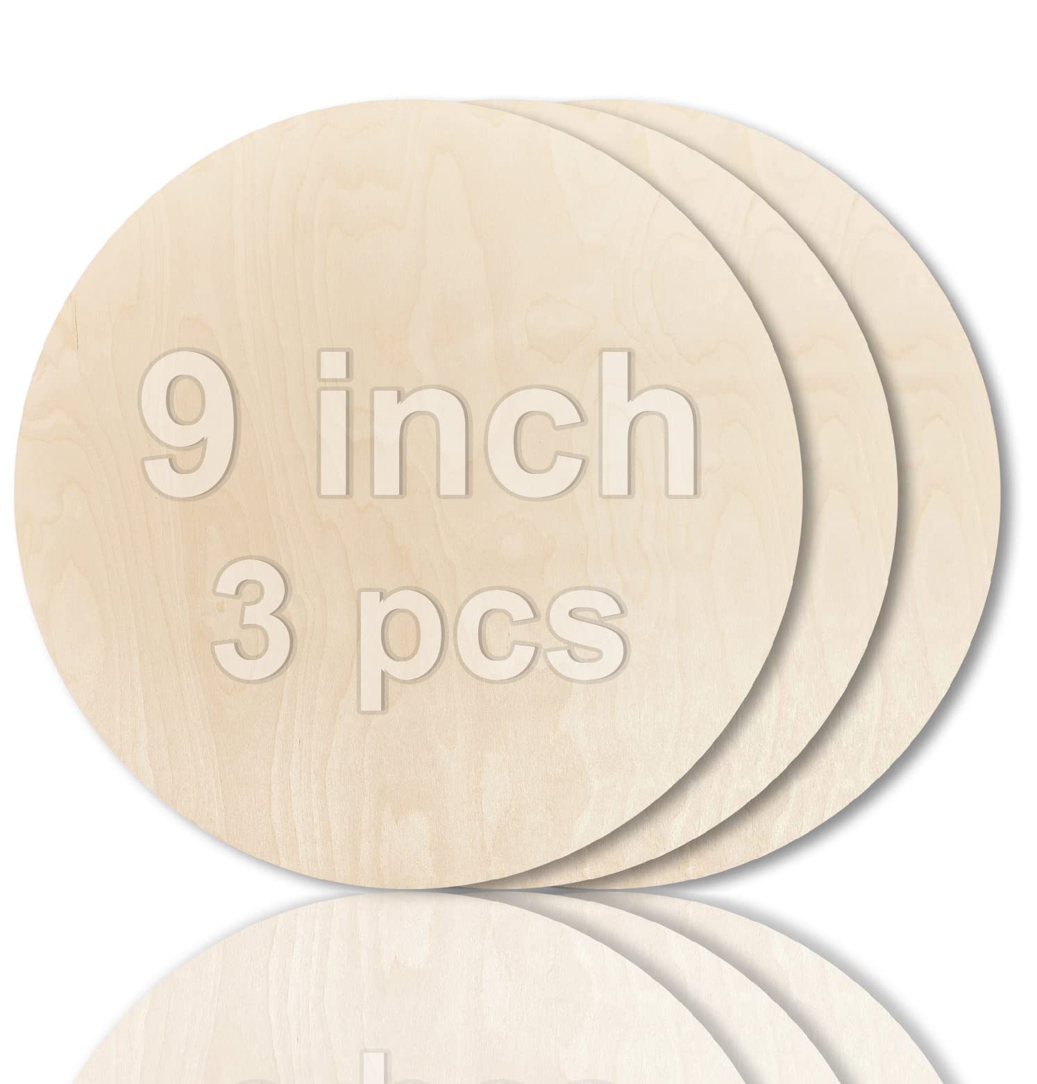 Baltic Birch Plywood Circles 9inch Craft Wood Sheets 0.24in Thick Wood Rounds Pack of 3 Natural Wood Board Wood Circles for Crafts Wood Burning Painting Laser Crafting Hobby DIY Projects Wrapped