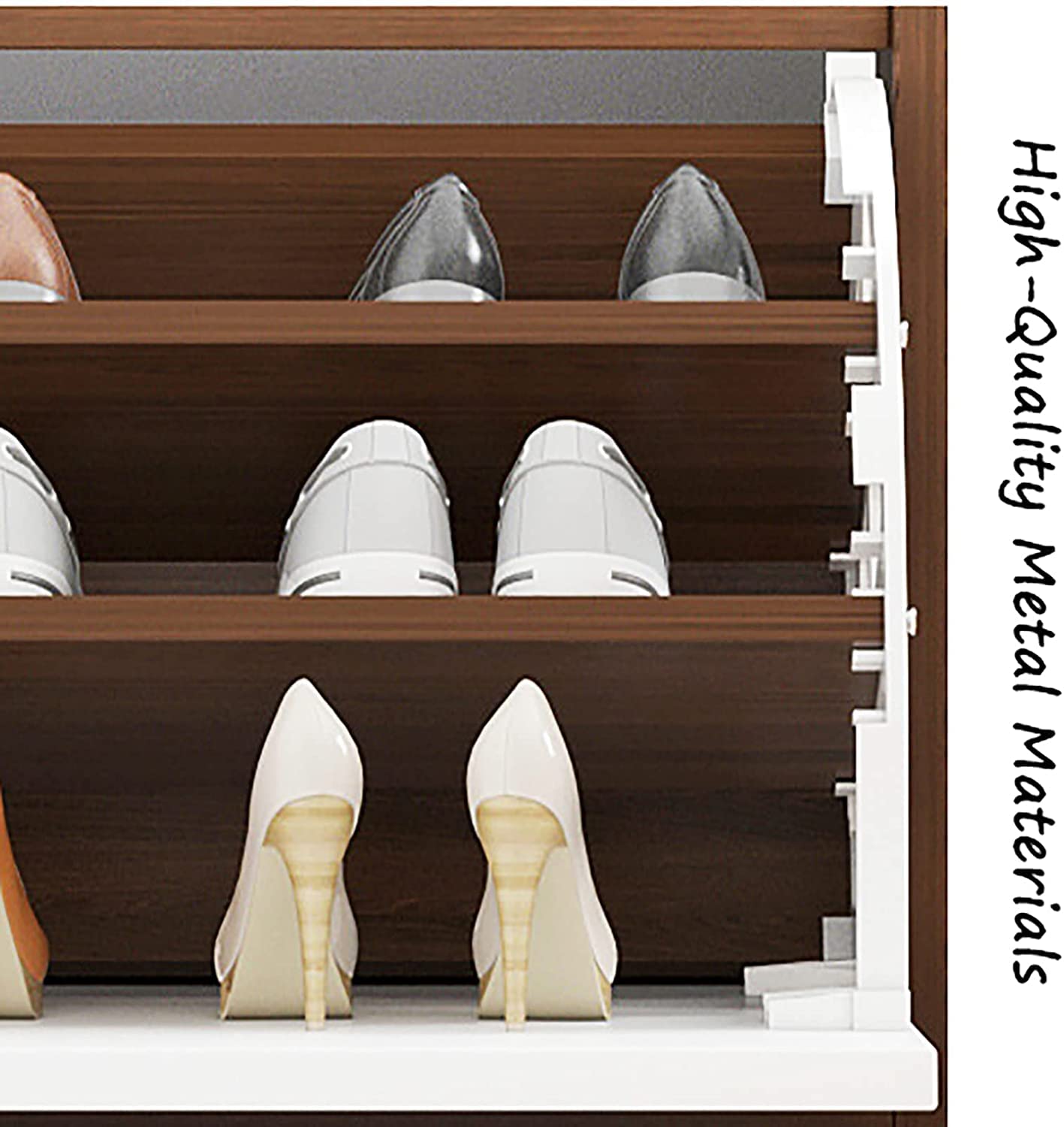 Shoe Storage Bench with Hidden Shoe Rack,Leather Entryway Shoe Bench