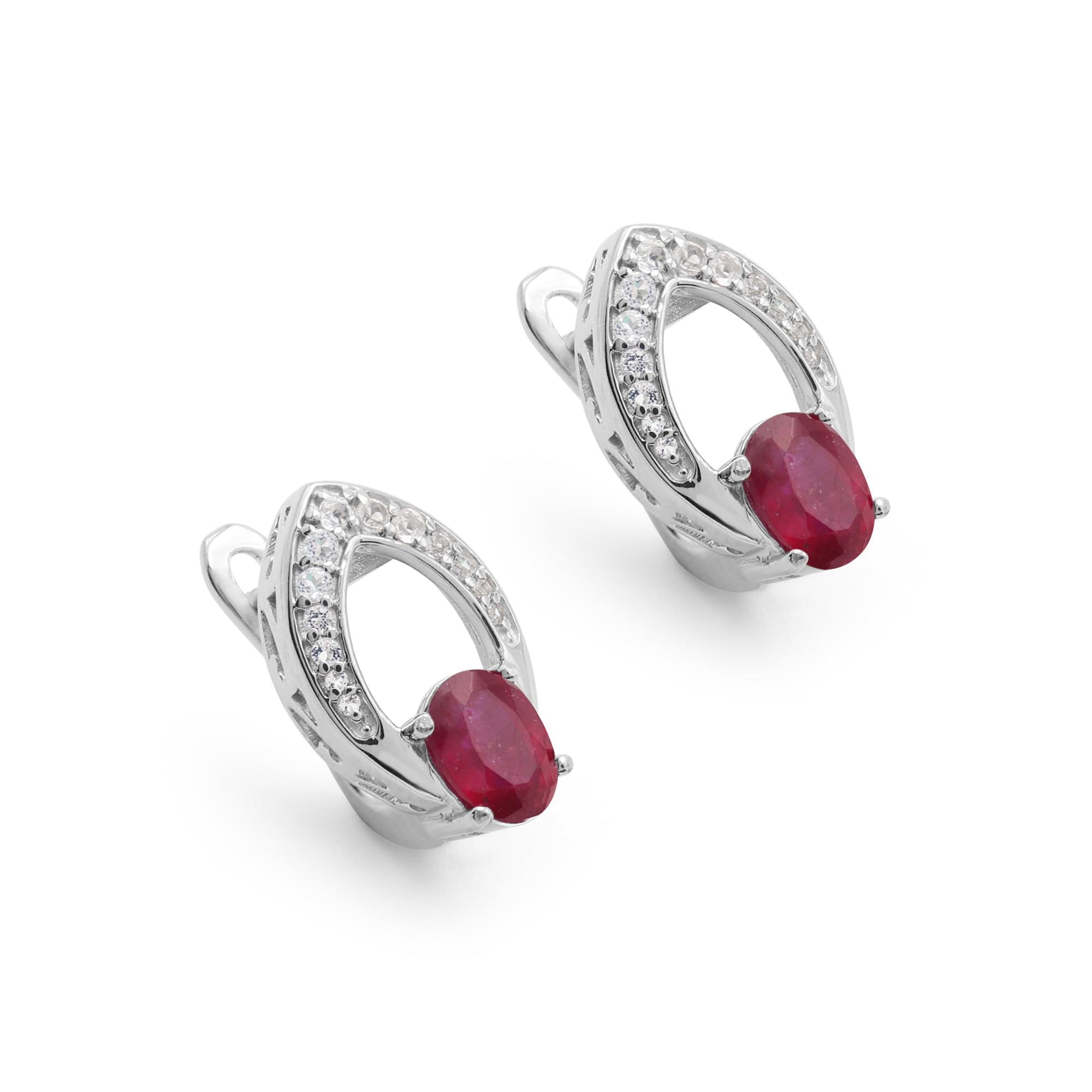 Juego de 4 joyas de boda para mujer, collar con colgante de lágrima de rubí, aretes y anillos, juego de boda, compromiso, dama de honor, vestido de graduación, joyería de plata de ley 925, Plata de