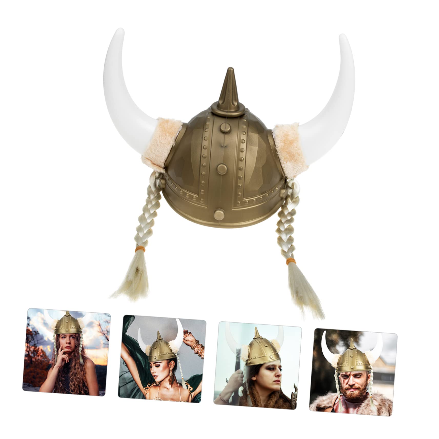 LIFKOME Cappello da Costume da Vichingo Corna di Bue in Plastica Oro per Performance di Danza e Travestimenti Cosplay Effetto Decorativo e Misterioso