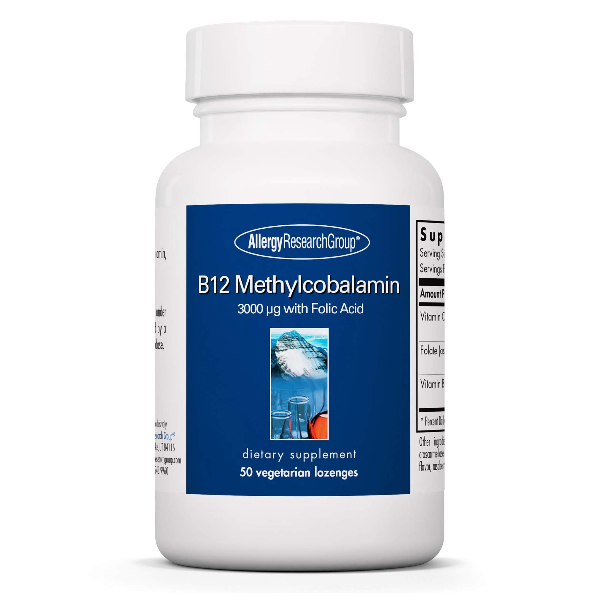 B12 Methylcobalamin Supplement - Vitamin B12 and Folate, with 400mcg Folic Acid, Pure, Vegetarian Lozenges - 50 Count