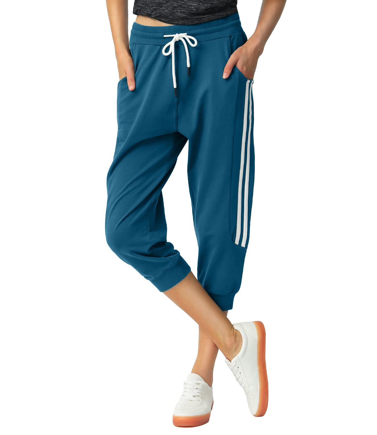 SPECIALMAGIC Women's Capri Pants Cropped Joggers with Pockets Elastic Waist Drawstring Capri Sweatpants